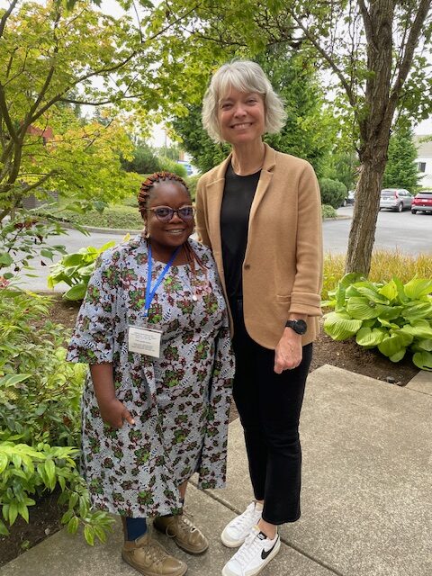 Two women standing next to each other - Marlise (left) and Mayor Knudson
